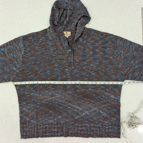 Woolrich Women's Knit Pullover Hooded Sweater Indigo One Button Shawl Neck 2X - Picture 4 of 10